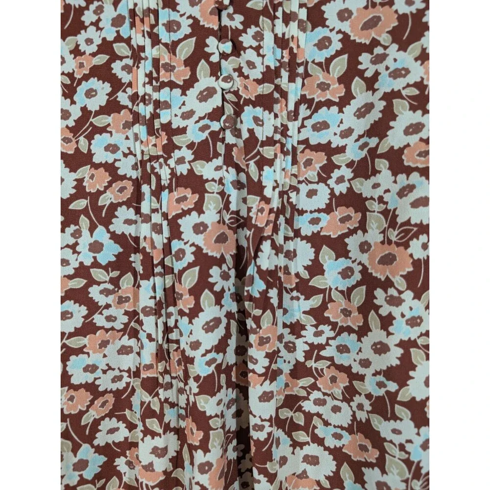 Croft & Barrow Top Women Plus 2X‎ Brown Floral Tunic Business Casual - Picture 3 of 6